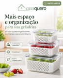 Kit Organizador de Geladeira com Tampa e Escorredor — 3 Tamanhos