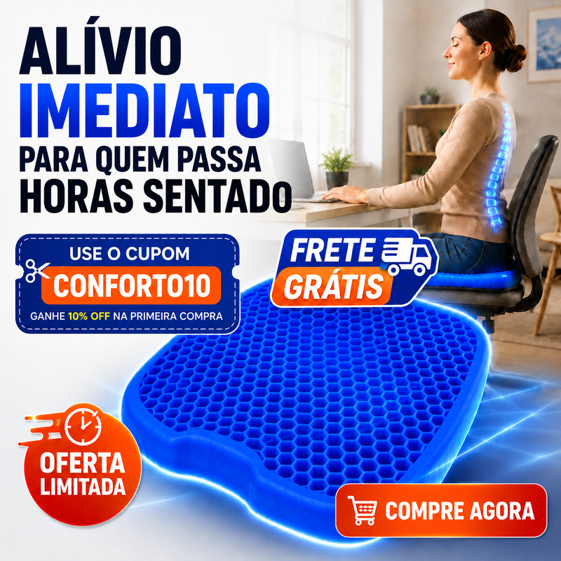 Almofada Ortopédica ConfortGel™ – Alívio e Conforto ao Sentar