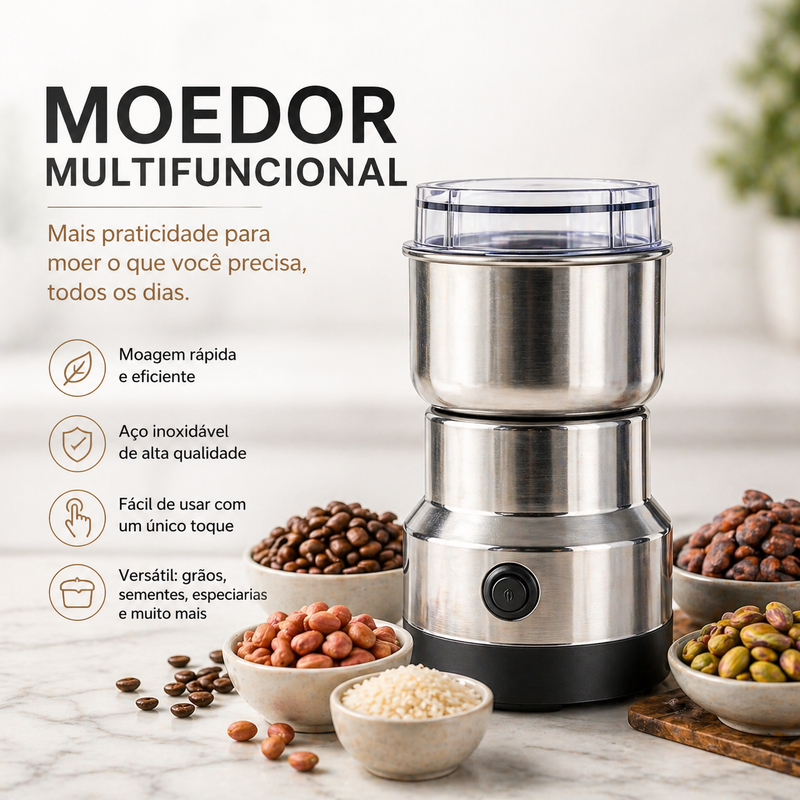 Moedor Elétrico Multifuncional em Inox - UltraMix Pro™ | OFERTA ESPECIAL