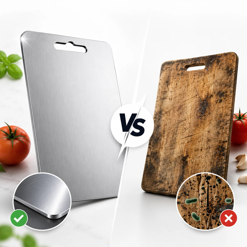 Tábua Titanium Pro™ em Aço Inox 304 — Antibacteriana, Dupla Face e Livre de Microplásticos